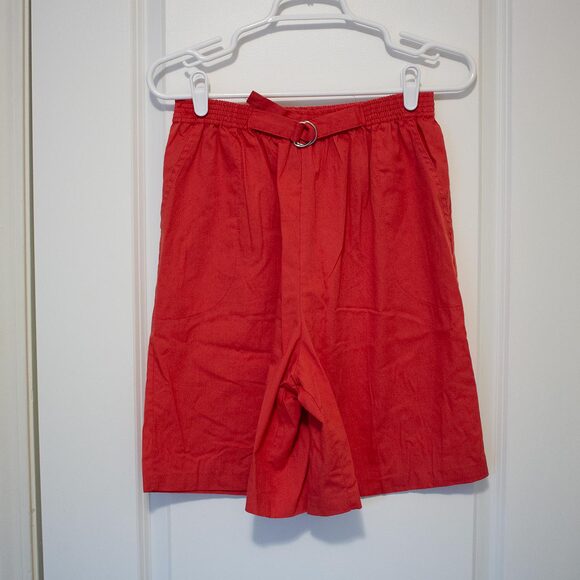 VTG M High-waisted Mom Shorts 90s 80s Red  Cotton/Polyester Blend Blair - Picture 1 of 4
